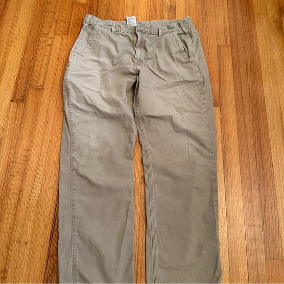 Carhartt Canvas Pants Men's 38 x 34 Relaxed Fit Beige Tan Work Utility (T) - Picture 10 of 16